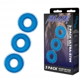 Комплект из трех голубых колец для эрекции 3-Pack Ultra-Stim Stretch Cock Rings - BlueLine - в Находке купить с доставкой