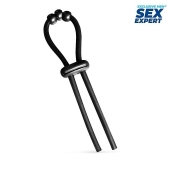 Черное эрекционное кольцо со стимулирующими бусинами - Sex Expert - в Находке купить с доставкой