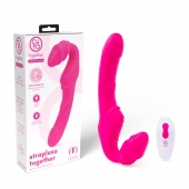 Розовый безремневой страпон на радиоуправлении Strapless Together - 22 см. - Together Toy - купить с доставкой в Находке