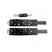 Черные кожаные наручники Sex Game - БДСМ Арсенал - купить с доставкой в Находке