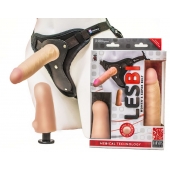 Телесный страпон Harness LESBI с вагинальной пробкой - 16,5 см. - LOVETOY (А-Полимер) - купить с доставкой в Находке