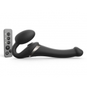 Черный безремневой страпон Multi Orgasm Size S с клиторальной стимуляцией - Strap-on-me - купить с доставкой в Находке