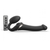 Черный безремневой страпон Multi Orgasm Size M с клиторальной стимуляцией - Strap-on-me - купить с доставкой в Находке