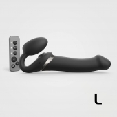 Черный безремневой страпон Multi Orgasm Size L с клиторальной стимуляцией - Strap-on-me - купить с доставкой в Находке