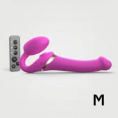 Ярко-розовый безремневой страпон Multi Orgasm Size M с клиторальной стимуляцией - Strap-on-me - купить с доставкой в Находке