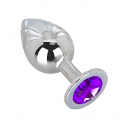 Большой плаг из стали с фиолетовым кристаллом Violet Dream - 9,5 см. - Erotic Fantasy - купить с доставкой в Находке