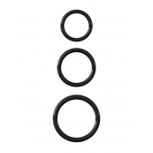 Набор из трех черных эрекционных колец Silicone 3-Ring Stamina Set - Pipedream - в Находке купить с доставкой