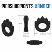 Черное эрекционное кольцо с массажными гребнями Rooster Xander - Velv or - в Находке купить с доставкой