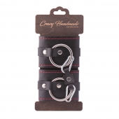 Черные однослойные кожаные наручники с контрастной строчкой - Crazy Handmade - купить с доставкой в Находке