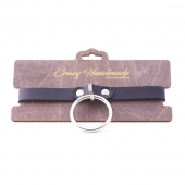 Черный кожаный чокер с большим кольцом - Crazy Handmade - купить с доставкой в Находке