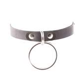 Черный кожаный чокер с большим кольцом - Crazy Handmade - купить с доставкой в Находке