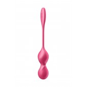 Малиновые вагинальные шарики с вибрацией Love Birds 2 - 22,2 см. - Satisfyer