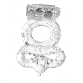 Прозрачное эрекционное кольцо с вибратором  и подхватом - Toyfa Basic - в Находке купить с доставкой