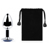 Анальное украшение BUTT PLUG  Small с синим кристаллом - 7 см. - Anal Jewelry Plug - купить с доставкой в Находке