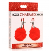 Красные зажимы на соски с помпонами Pom Pom - XR Brands - купить с доставкой в Находке