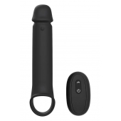 Черная насадка-удлинитель с вибрацией Vibrating Extender With Remote - Dream Toys - в Находке купить с доставкой