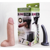 Страпон-унисекс с двумя насадками UNI strap 7  Harness - 19 и 16 см. - LOVETOY (А-Полимер) - купить с доставкой в Находке