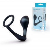 Черное эрекционное кольцо со стимулятором простаты Ringer Cock Ring   Plug - b-Vibe - в Находке купить с доставкой