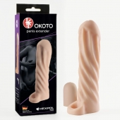 Телесная насадка-удлинитель Okoto со спиралевидным рельефом - 16 см. - Sitabella - в Находке купить с доставкой