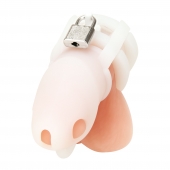 Белая клетка для пениса Silicone Small 2 in Cock Cage With Ball Divider - BlueLine - купить с доставкой в Находке
