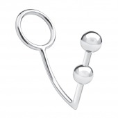 Кольцо на пенис с анальным стимулятором Two Bead Stainless Steel Anal Hook   Cock Ring - BlueLine - в Находке купить с доставкой