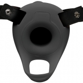 Черный полый страпон с вибрацией 2’’ Erection 28X Smooth Vibrating Silicone Penis Sheath - XR Brands - купить с доставкой в Находке