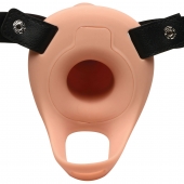 Телесный полый страпон 2  Erection 28X Smooth Vibrating Silicone Penis Sheath - 16 см. - XR Brands - купить с доставкой в Находке