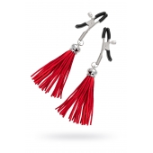 Зажимы на соски «Прищепки» с красными кисточками из замши - Pecado - купить с доставкой в Находке