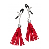 Зажимы на соски «Прищепки» с красными кисточками из замши - Pecado - купить с доставкой в Находке