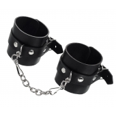 Черные однослойные наручники из натуральной кожи с цепочкой - Pecado - купить с доставкой в Находке