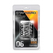 Прозрачная насадка с объёмными чёрточками STAY HARD COCK SLEEVE 06 CLEAR - Blush Novelties - в Находке купить с доставкой