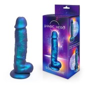 Синий фаллоимитатор с шиммером - 17 см. - Bior toys