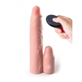 Телесная вибронасадка на член 3  Vibrating Mega X-tension with Remote - 22,9 см. - Pipedream - в Находке купить с доставкой