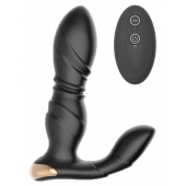 Черный L-образный вибромассажер простаты с пультом ДУ - Boys of Toys - в Находке купить с доставкой