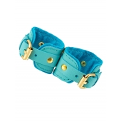 Голубые двуслойные кожаные наручники-браслеты - Pecado - купить с доставкой в Находке