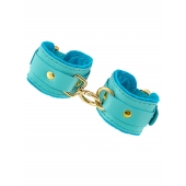 Голубые двуслойные кожаные наручники-браслеты - Pecado - купить с доставкой в Находке