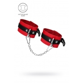 Красно-черные мягкие оковы с одним ремешком и люверсами - Pecado - купить с доставкой в Находке