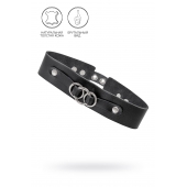 Черный чокер-ошейник со связанными кольцами на подложке - Pecado - купить с доставкой в Находке