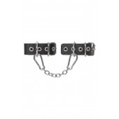 Черные кожаные наручники-браслеты из одного ремешка с люверсами - Pecado - купить с доставкой в Находке