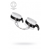 Бело-черные мягкие оковы с одним ремешком и люверсами - Pecado - купить с доставкой в Находке