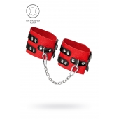 Красно-черные мягкие оковы с двумя ремешками с люверсами - Pecado - купить с доставкой в Находке