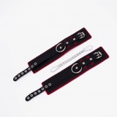 Черно-красные оковы с красной строчкой Sex - Crazy Handmade - купить с доставкой в Находке