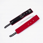 Черно-красные оковы с красной строчкой Sex - Crazy Handmade - купить с доставкой в Находке