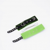 Черно-зеленые кожаные наручники с зеленой строчкой - Crazy Handmade - купить с доставкой в Находке