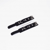 Черные кожаные наручники с регулируемыми ремешками - Crazy Handmade - купить с доставкой в Находке