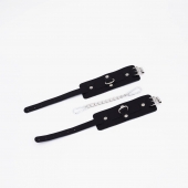 Черные кожаные оковы с хромированной фурнитурой - Crazy Handmade - купить с доставкой в Находке