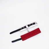 Бело-красные кожаные наручники - Crazy Handmade - купить с доставкой в Находке