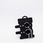 Черные кожаные оковы с кольцом - Crazy Handmade - купить с доставкой в Находке