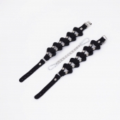 Черные кожаные наручники из звеньев - Crazy Handmade - купить с доставкой в Находке