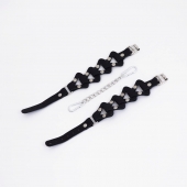 Черные кожаные оковы из звеньев - Crazy Handmade - купить с доставкой в Находке